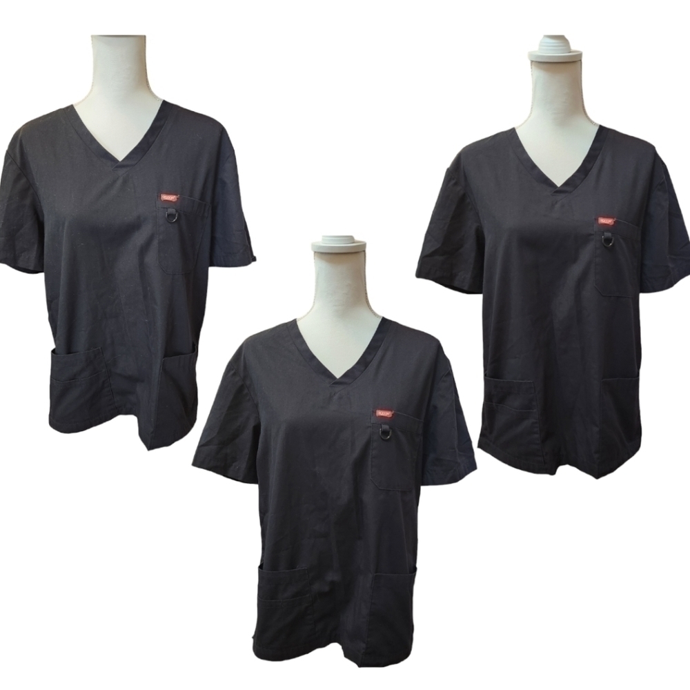 Lot of 3 Orange Standard Women's Black Scrub Tops, size Medium